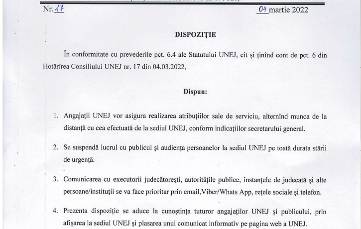 Dispoziția nr.17 in 04.03.2022