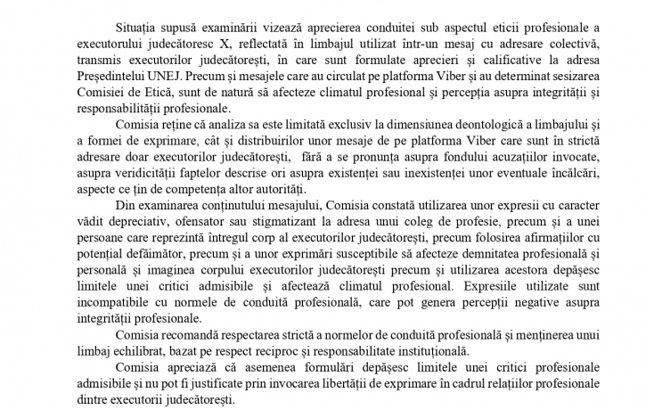 Aviz consultativ al Comisiei de etică profesională nr. 2 din 30.01.2026